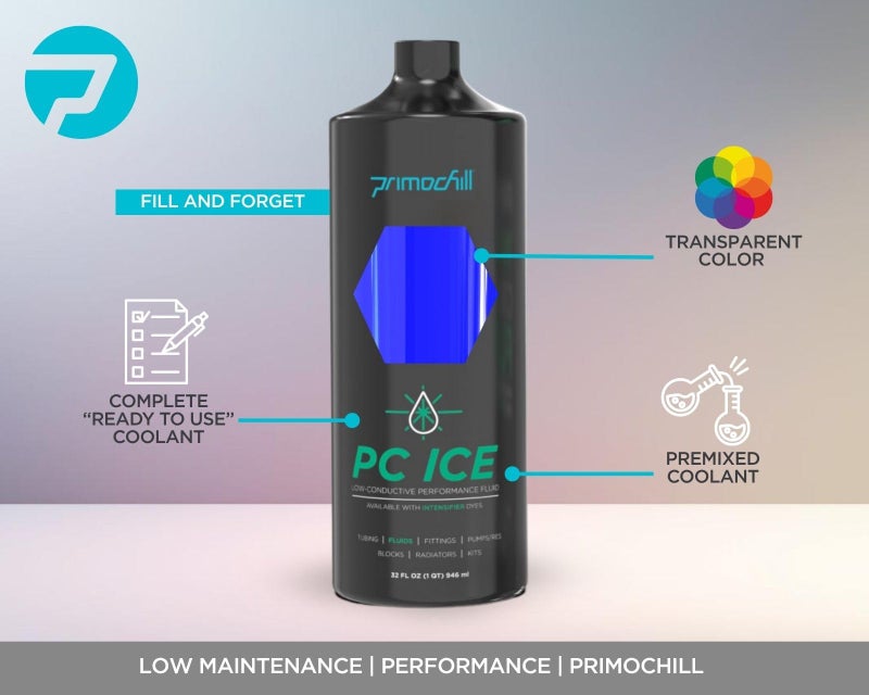 PrimoChill Ice - Computer WaterCooling Coolant, Fill and Forget, Low Viscosity, Low Chemical Content, Full Protection, Proudly Made in The USA (32oz/.9L) - Transparent - UV Blue - Image 4